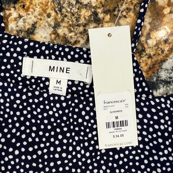 NWT Francesca's Mine Navy & White Roxy Polka Dot Tank Top - SIZE S - Picture 8 of 10